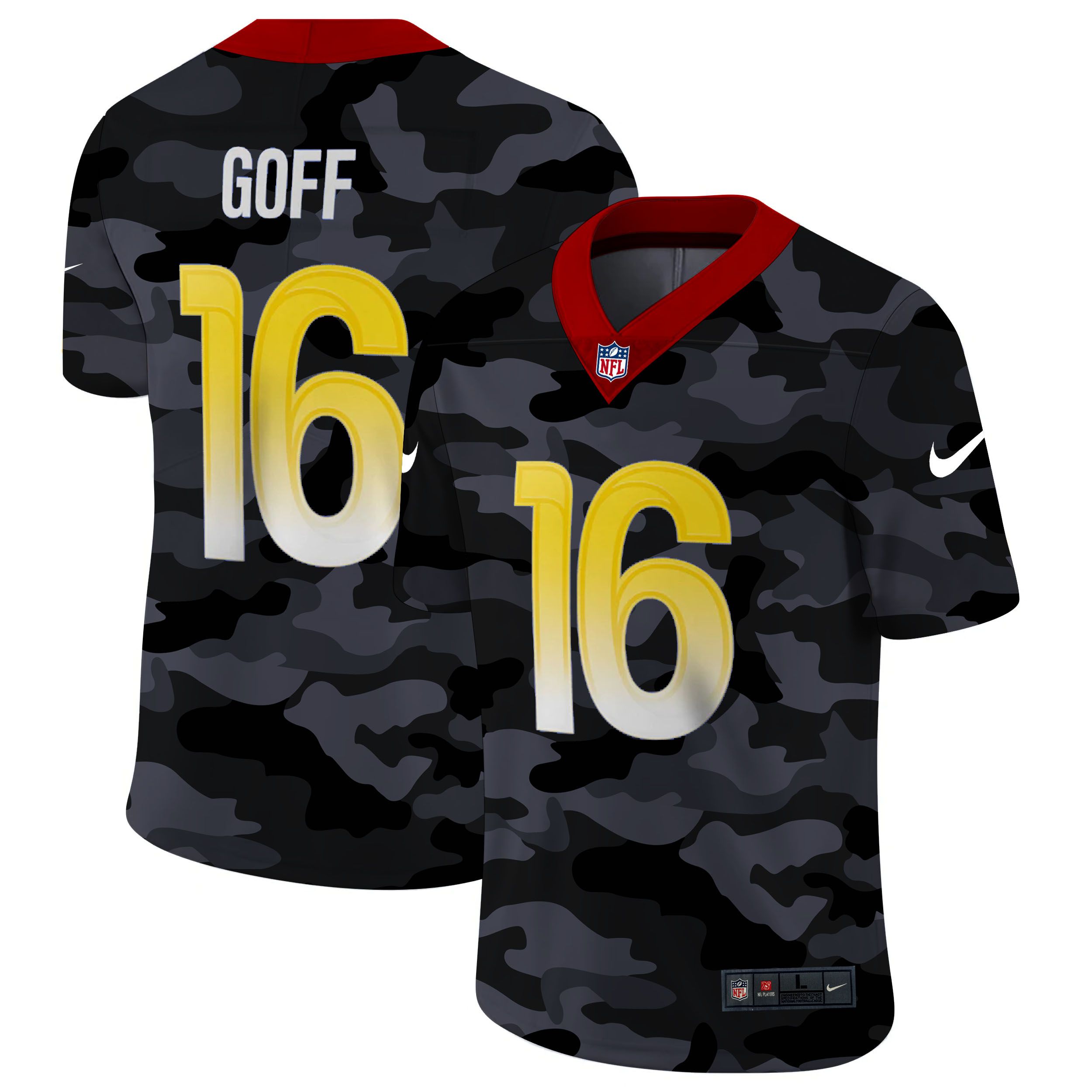 Men Los Angeles Rams #16 Goff 2020 Nike Camo Salute to Service Limited NFL Jerseys->los angeles rams->NFL Jersey